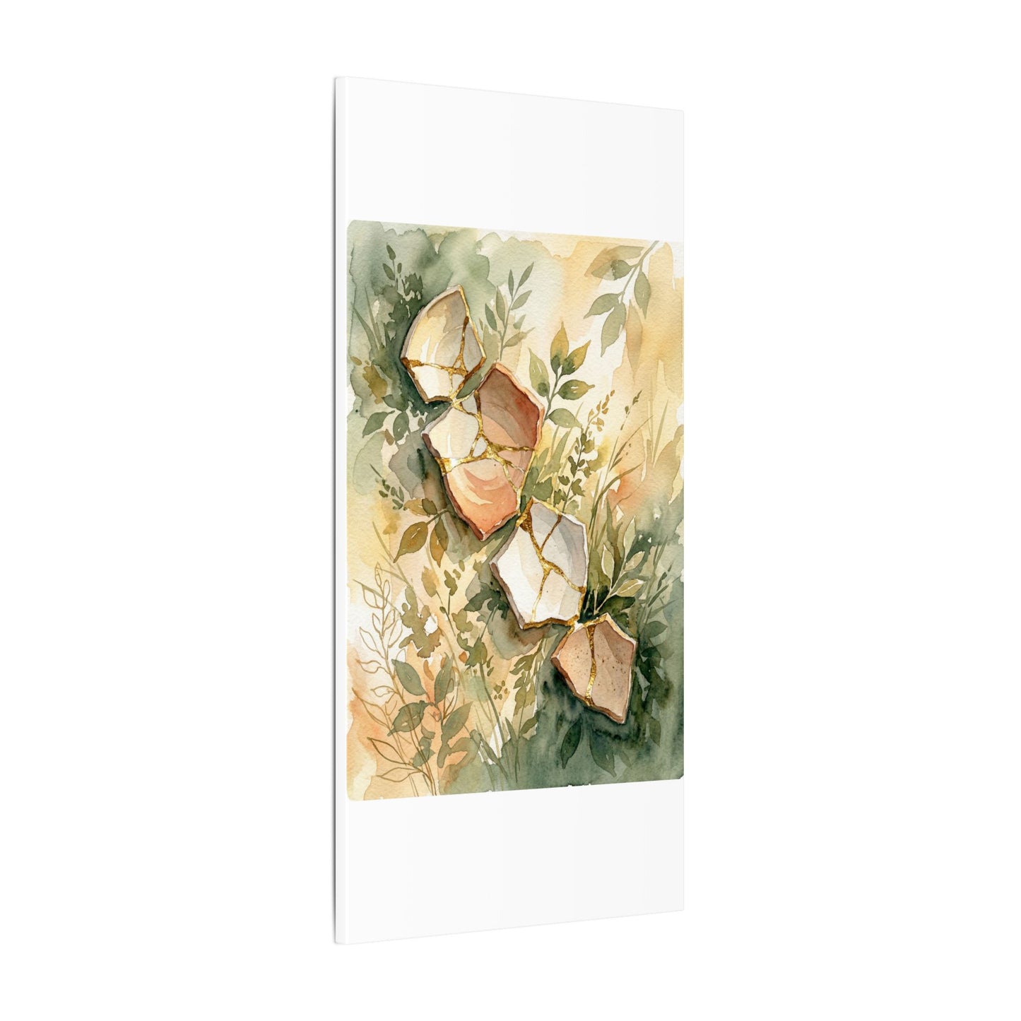 Japandi Broken Pottery in Golden Hour | Watercolor Canvas Art
