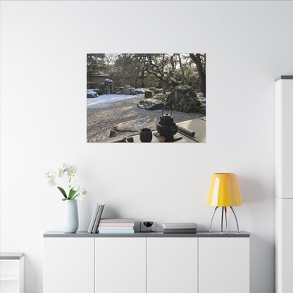 Winter Tea Ceremony Karesansui Canvas Art | Serene Decor