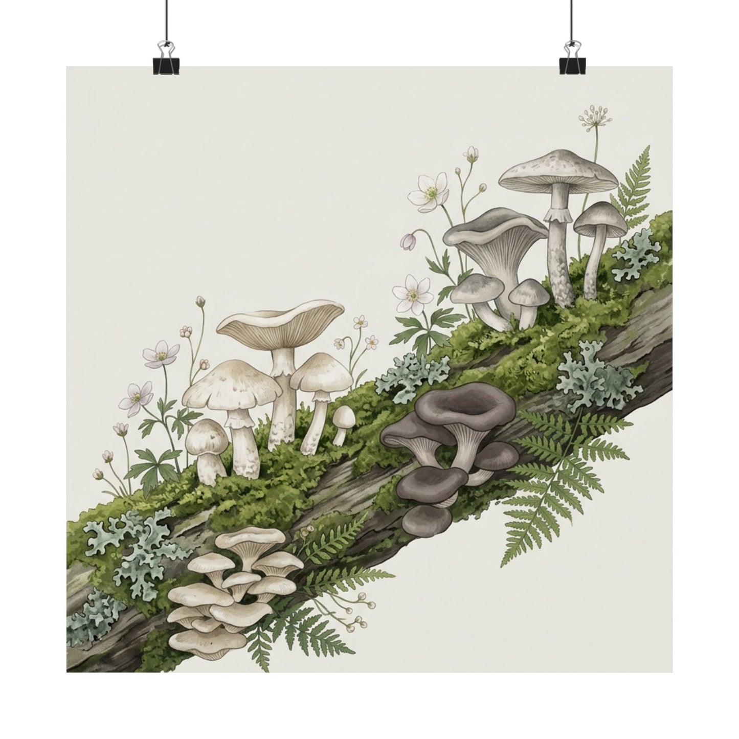 Dried Flowers Japanese Pattern Wall Art Print | Cozy Japandi Art