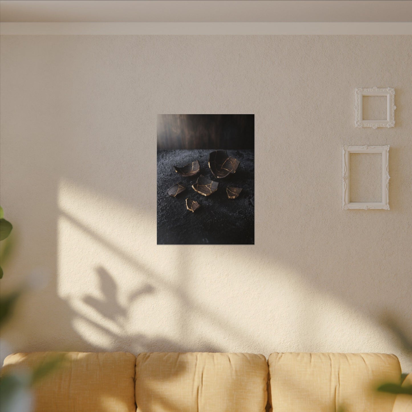 Winter Broken Pottery Shadow Zen Canvas Art | Bold Decor