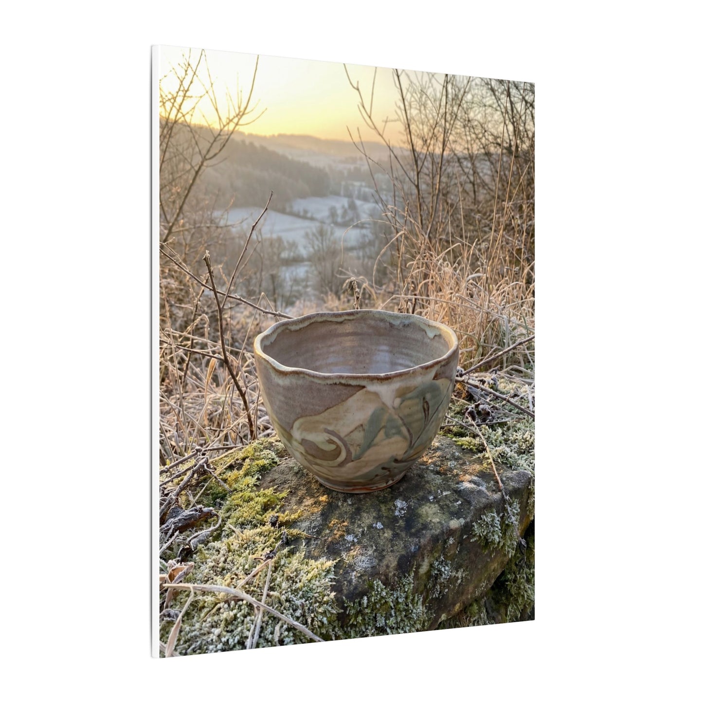 Golden Hour Ceramic Bowl Canvas Art - Japandi Shibui