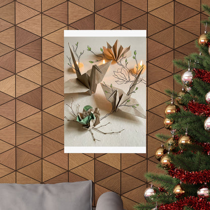 Spring Paper Fold Minimal Line Wall Art Print | Cozy Decor