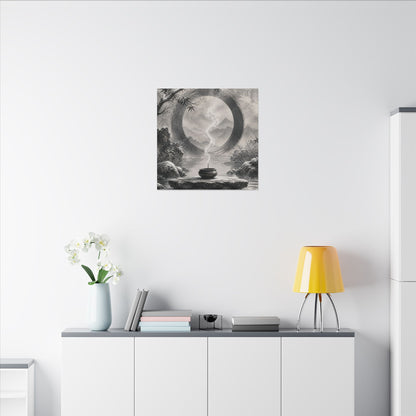 Incense Smoke Canvas Art | Winter Zen Sumi E Art