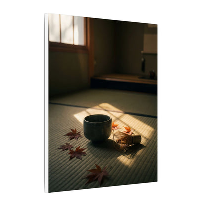 Dark Japandi Tea Ceremony in Golden Hour | Moody Minimal Canvas Art