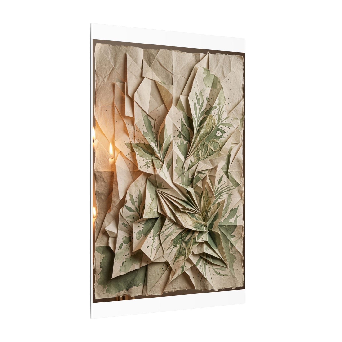 Japandi Paper Fold in Candlelight | Texture Canvas Art