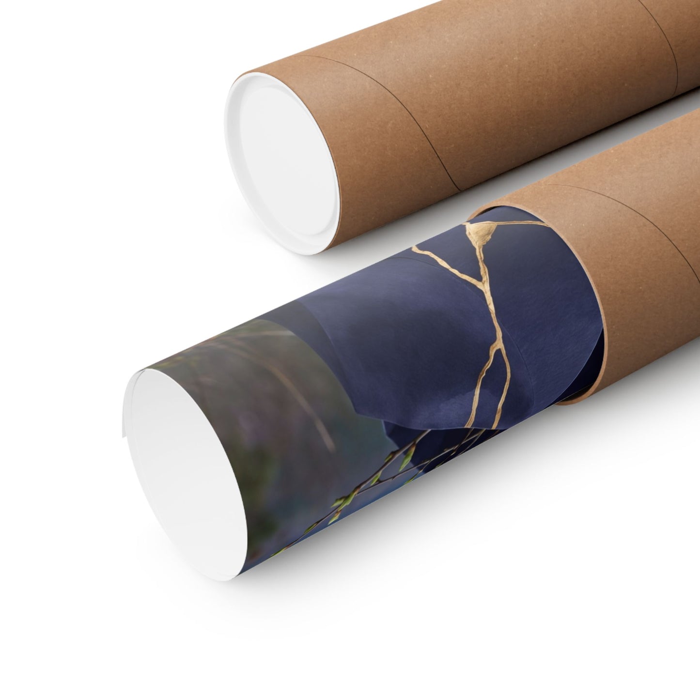 Kintsugi Paper Fold in Overcast | Gold Repair Wall Art Print