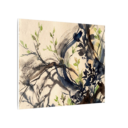 Ma Shadow Play Canvas Art - Dark Japandi Charcoal Ink