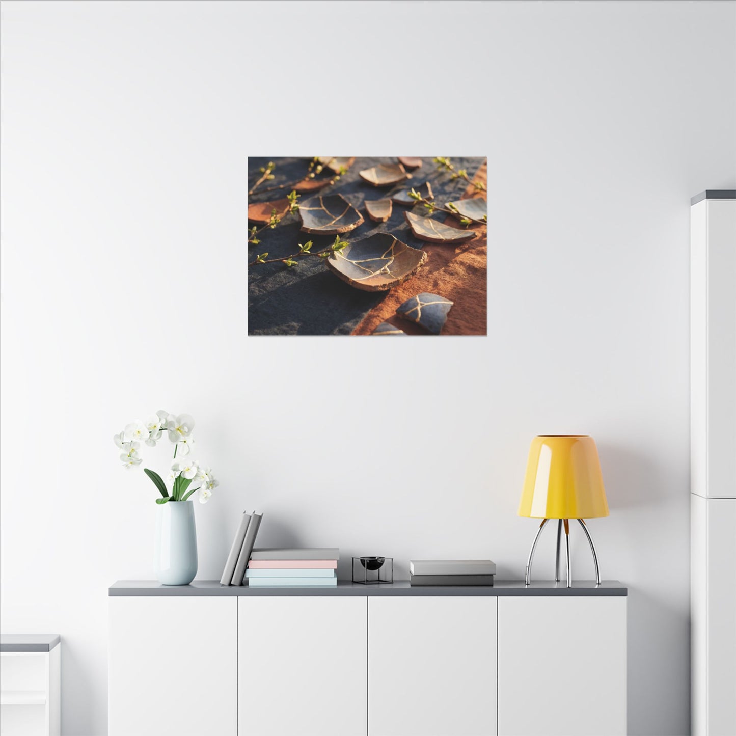 Spring Broken Pottery Gold Vein Canvas Art | Philosophical Decor