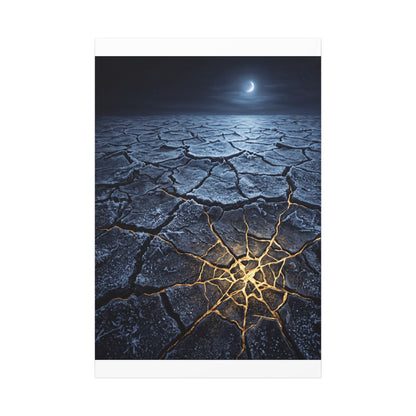 Moonlight Cracked Earth Canvas Art - Kintsugi Mono No Aware
