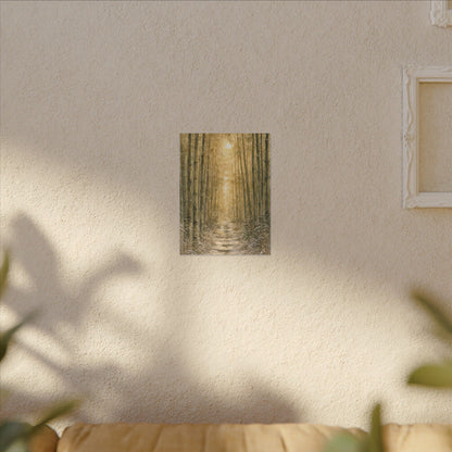 Bamboo Grove Winter Canvas Art | Japandi Elegant Design
