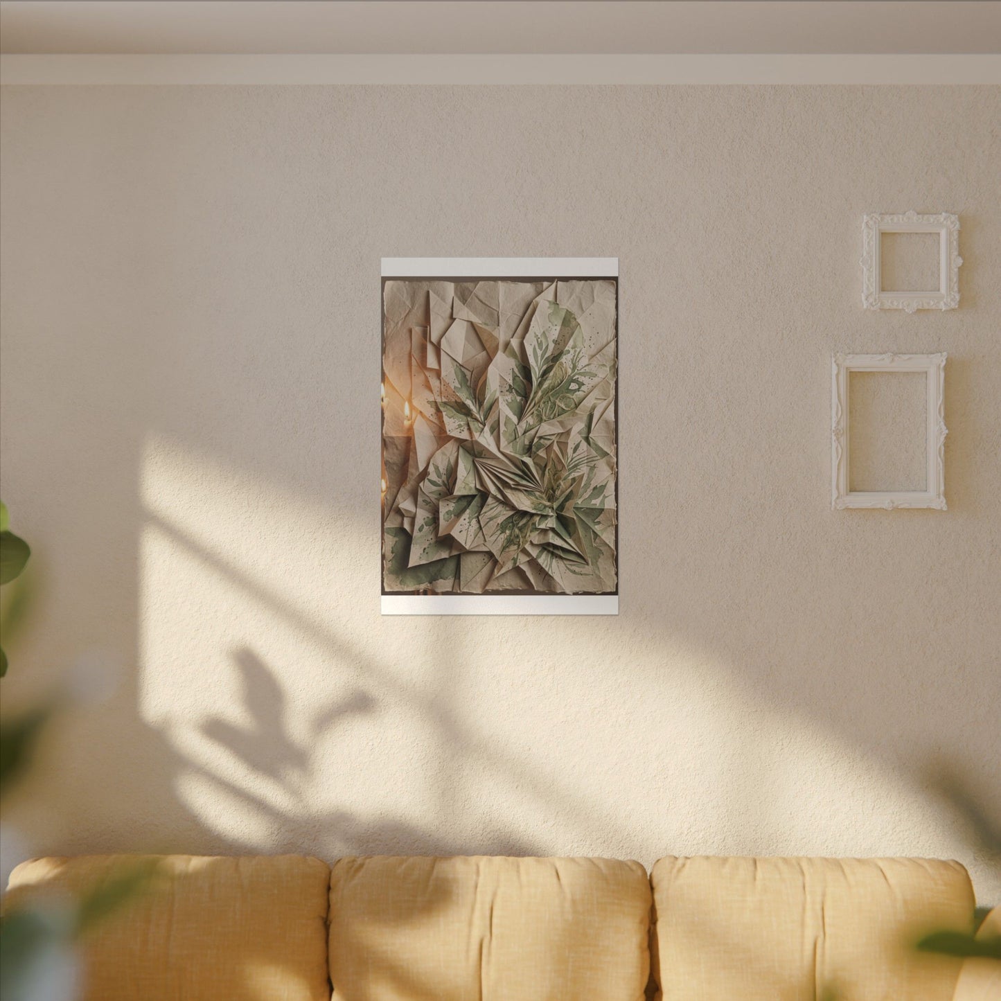 Japandi Paper Fold in Candlelight | Texture Canvas Art