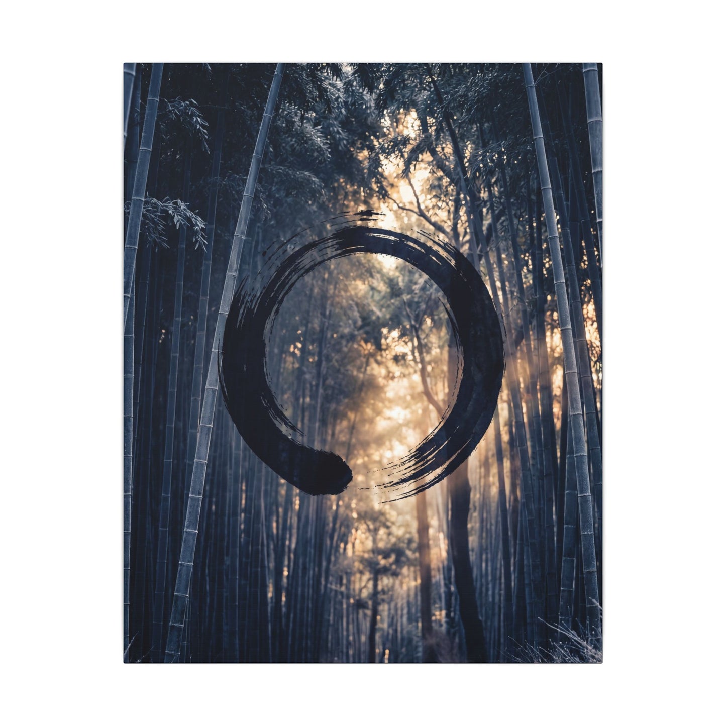 Bamboo Grove Canvas Art | Winter Zen Enso Art