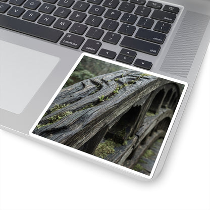 Wooden Bridge Spring Sticker | Japandi Earthy Design Art Print