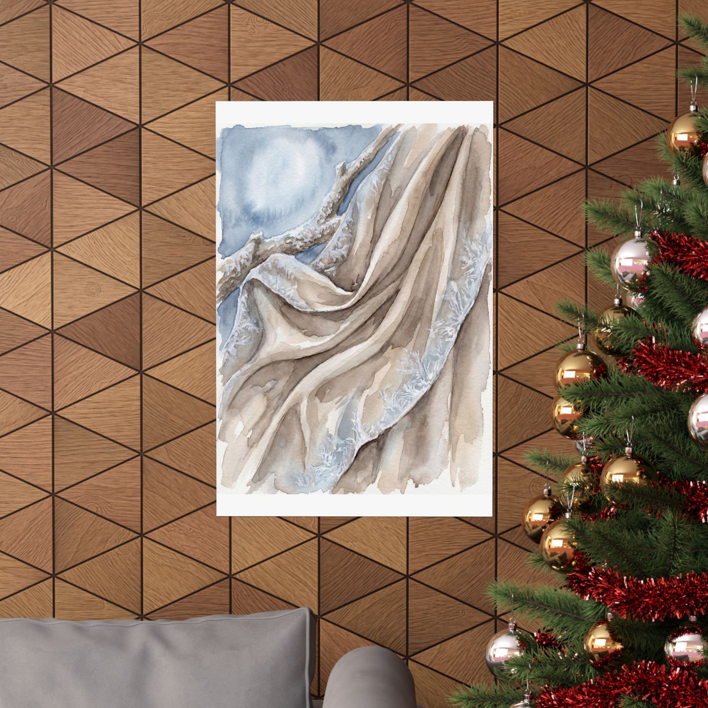 Silk Drape Wall Art Print | Winter Japandi Watercolor Art
