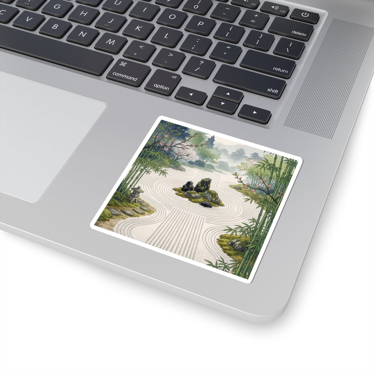 Spring Rock Garden Ukiyo E Inspired Sticker | Serene Decor Art Print