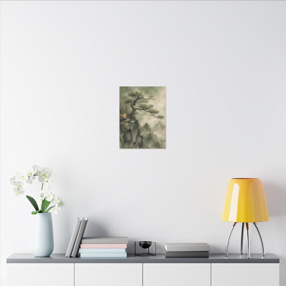 Candlelight Pine Tree Canvas Art - Japandi Kanso