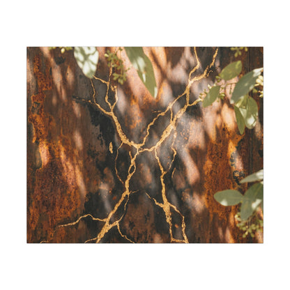 Kanso Rust Patina Canvas Art - Kintsugi Gold Vein