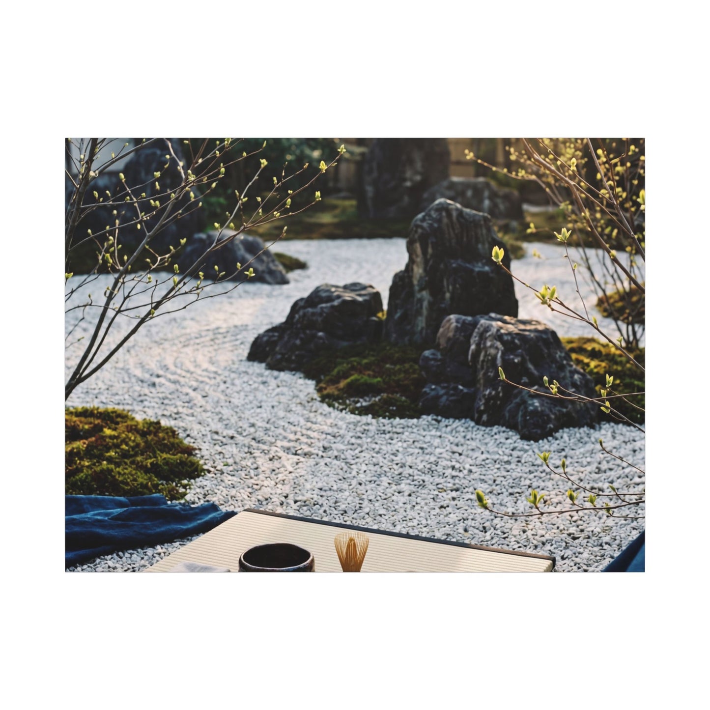 Zen Tea Ceremony in Golden Hour | Karesansui Canvas Art