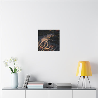 Rock Garden Moody Minimal Canvas Art | Bold Dark Japandi Art
