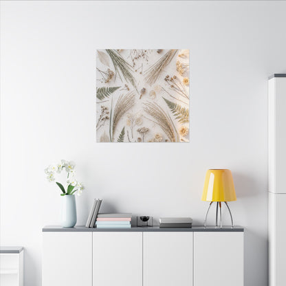 Elegant Dried Flowers Canvas Art - Japanese Pattern Japandi