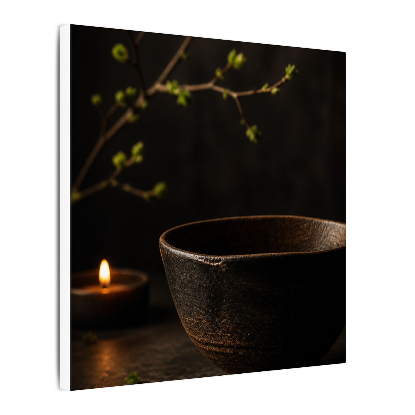 Moody Ceramic Bowl Canvas Art - Shadow Zen Dark Japandi