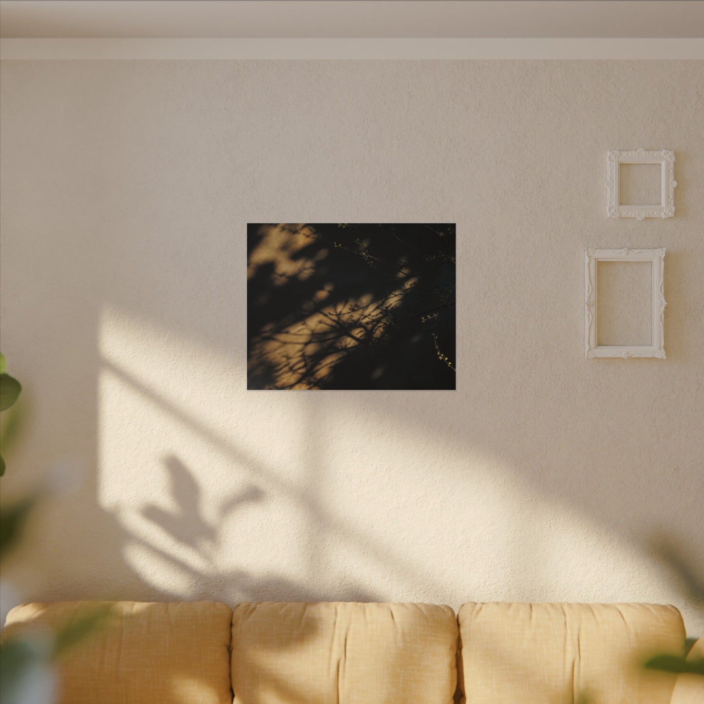 Moody Shadow Play Canvas Art - Moody Minimal Dark Japandi