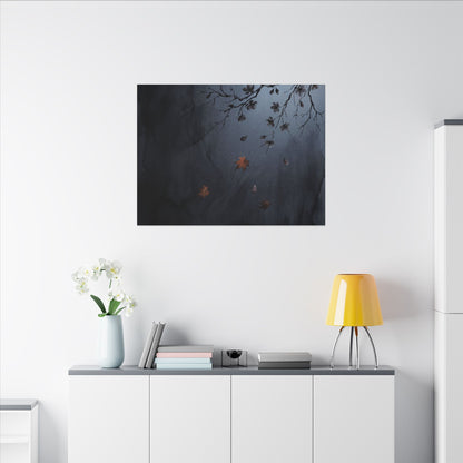 Autumn Cherry Blossom Charcoal Ink Canvas Art | Atmospheric Decor