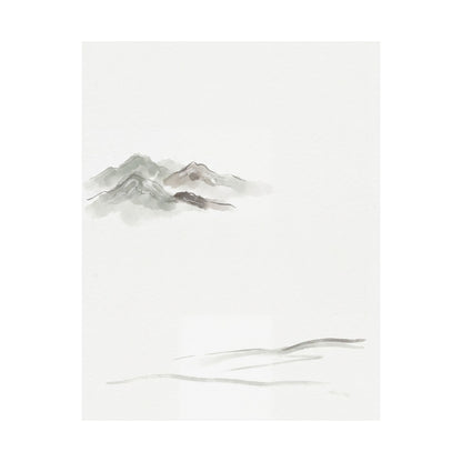 Japandi Mountain Mist in Overcast | Minimal Line Wall Art Print