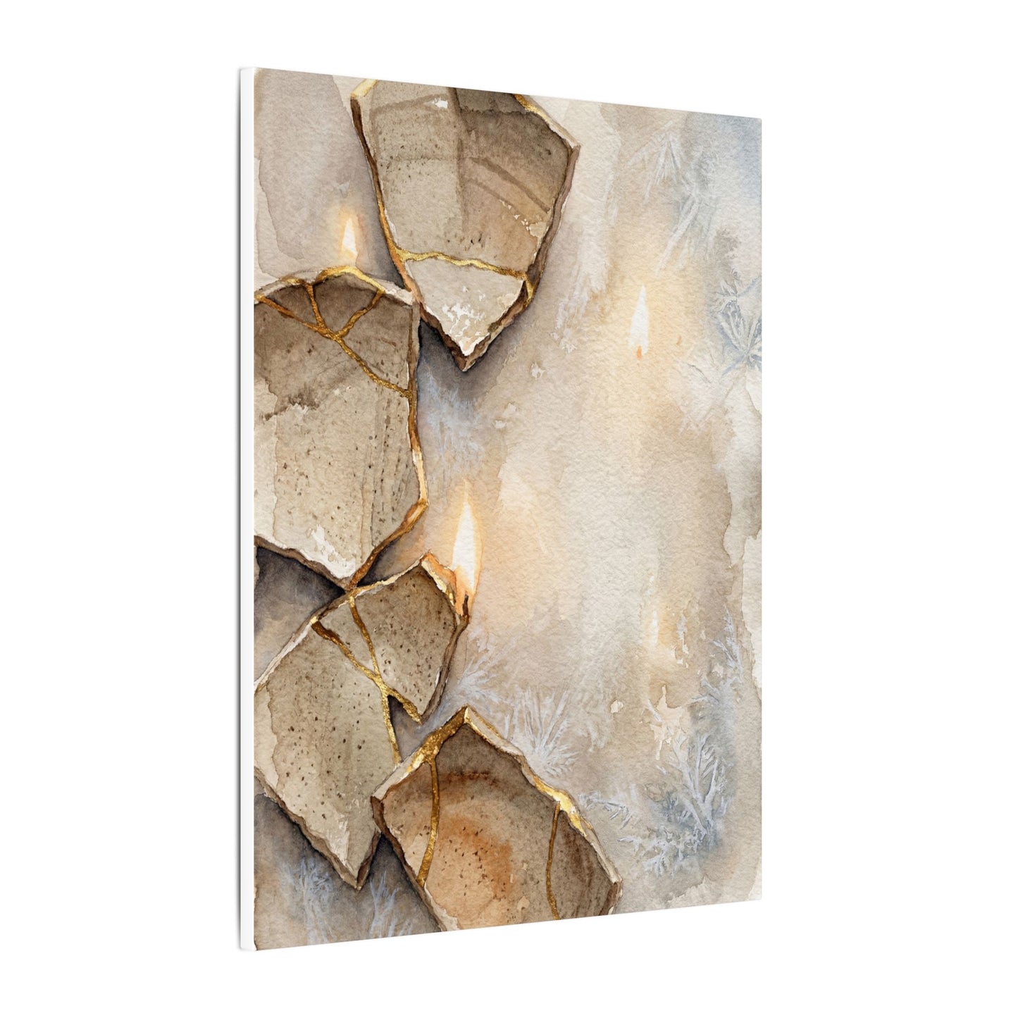 Broken Pottery Winter Canvas Art | Japandi Warm Design