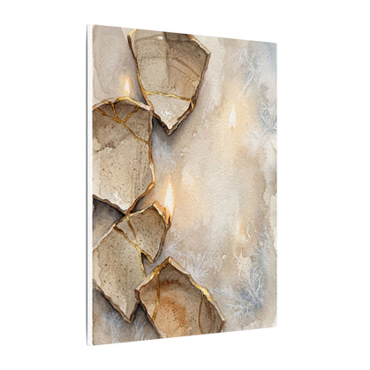 Broken Pottery Winter Canvas Art | Japandi Warm Design