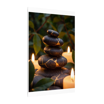 Summer River Stones Gold Vein Canvas Art | Philosophical Decor