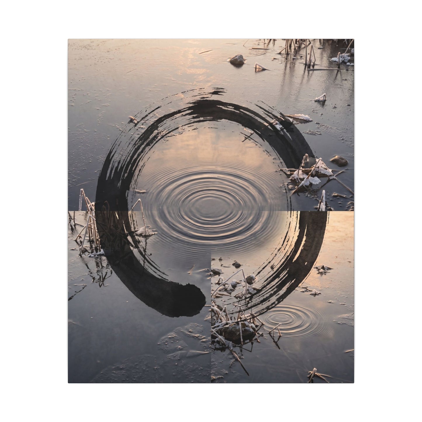 Winter Water Ripple Enso Canvas Art | Tranquil Decor