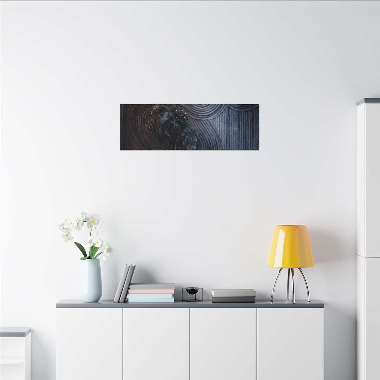 Spring Rock Garden Charcoal Ink Canvas Art | Bold Decor