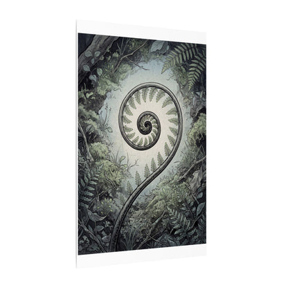 Zen Fern Unfurling in Dawn | Ukiyo E Inspired Canvas Art
