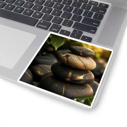 Golden Hour River Stones Sticker - Kintsugi Kanso