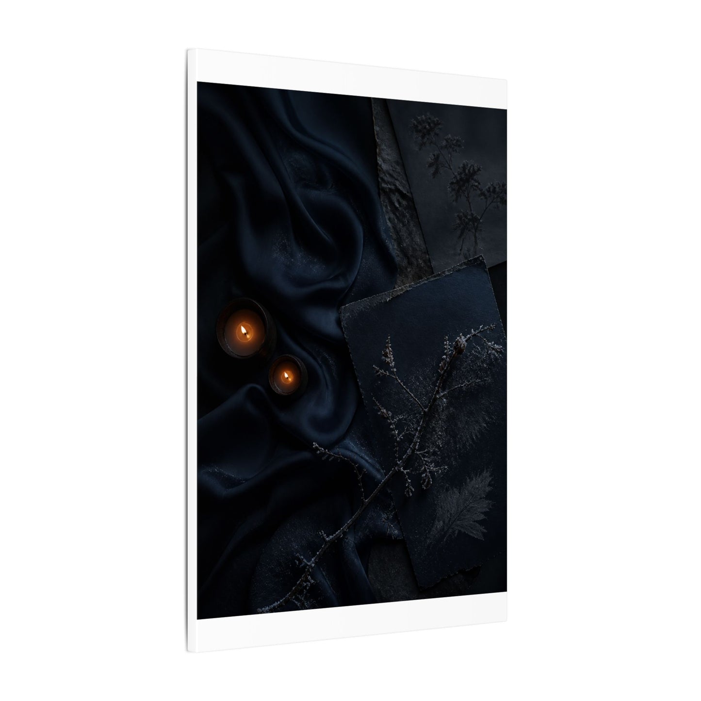 Candlelight Silk Drape Canvas Art - Dark Japandi Kanso