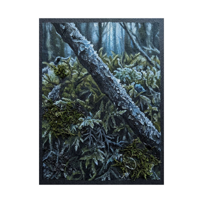 Moonlight Moss Close Up Wall Art Print - Dark Japandi Kanso