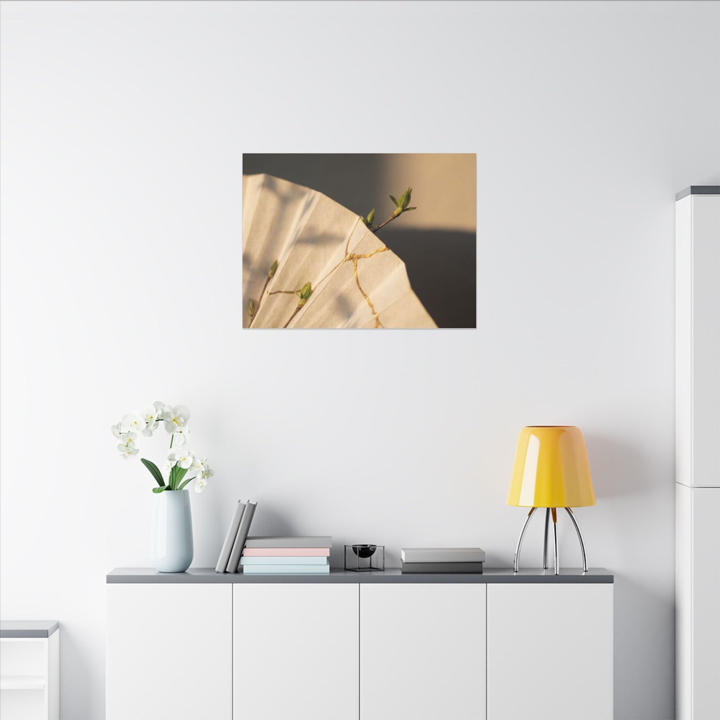 Paper Fold Gold Vein Canvas Art | Healing Kintsugi Art