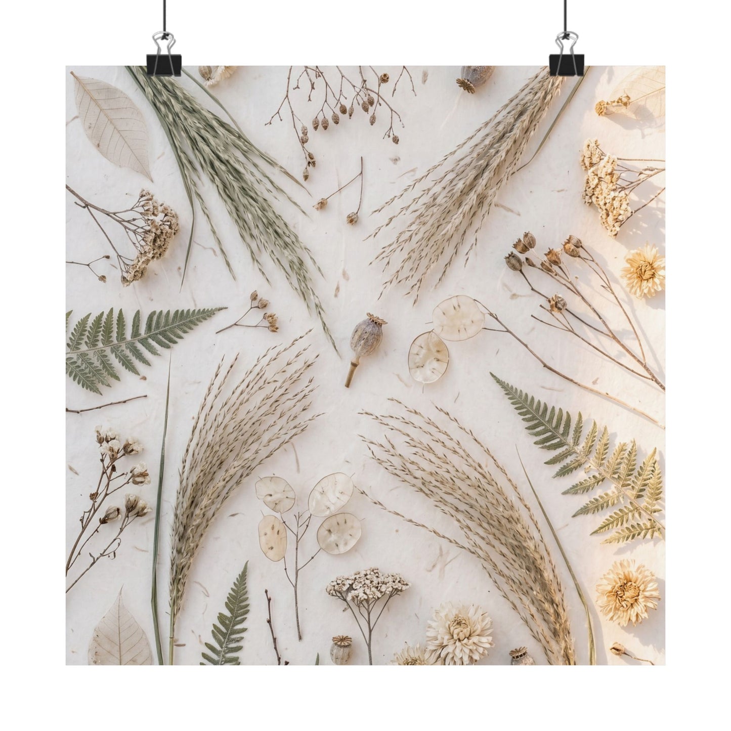 Cozy Dried Flowers Wall Art Print - Japanese Pattern Japandi
