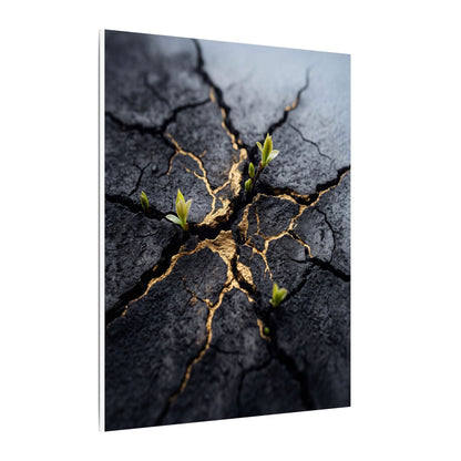 Ma Cracked Earth Canvas Art - Dark Japandi Charcoal Ink
