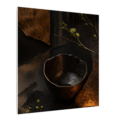 Atmospheric Ceramic Bowl Canvas Art - Shadow Zen Dark Japandi