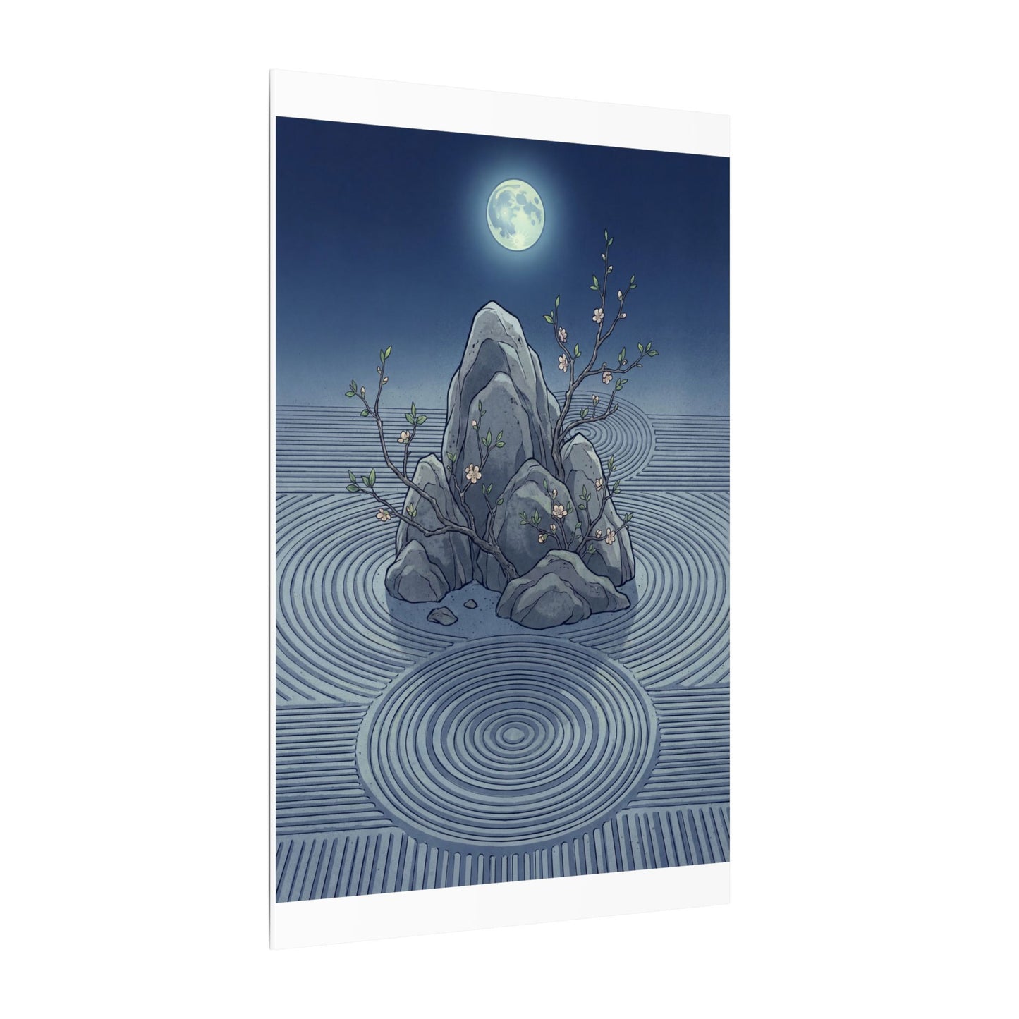 Spring Rock Garden Ukiyo E Inspired Canvas Art | Tranquil Decor