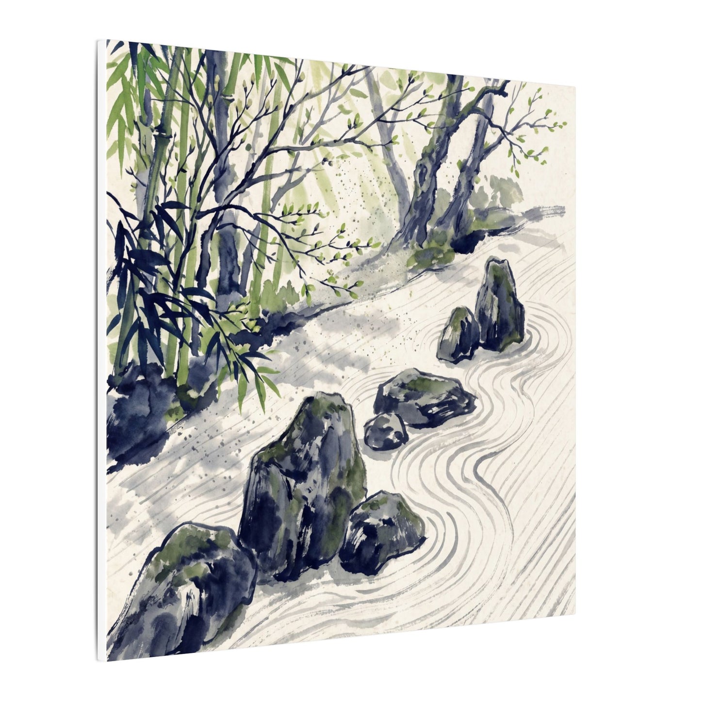 Dappled Rock Garden Canvas Art - Zen Mono No Aware
