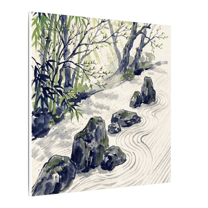 Dappled Rock Garden Canvas Art - Zen Mono No Aware