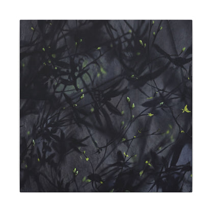Shadow Play Spring Canvas Art | Dark Japandi Atmospheric Design