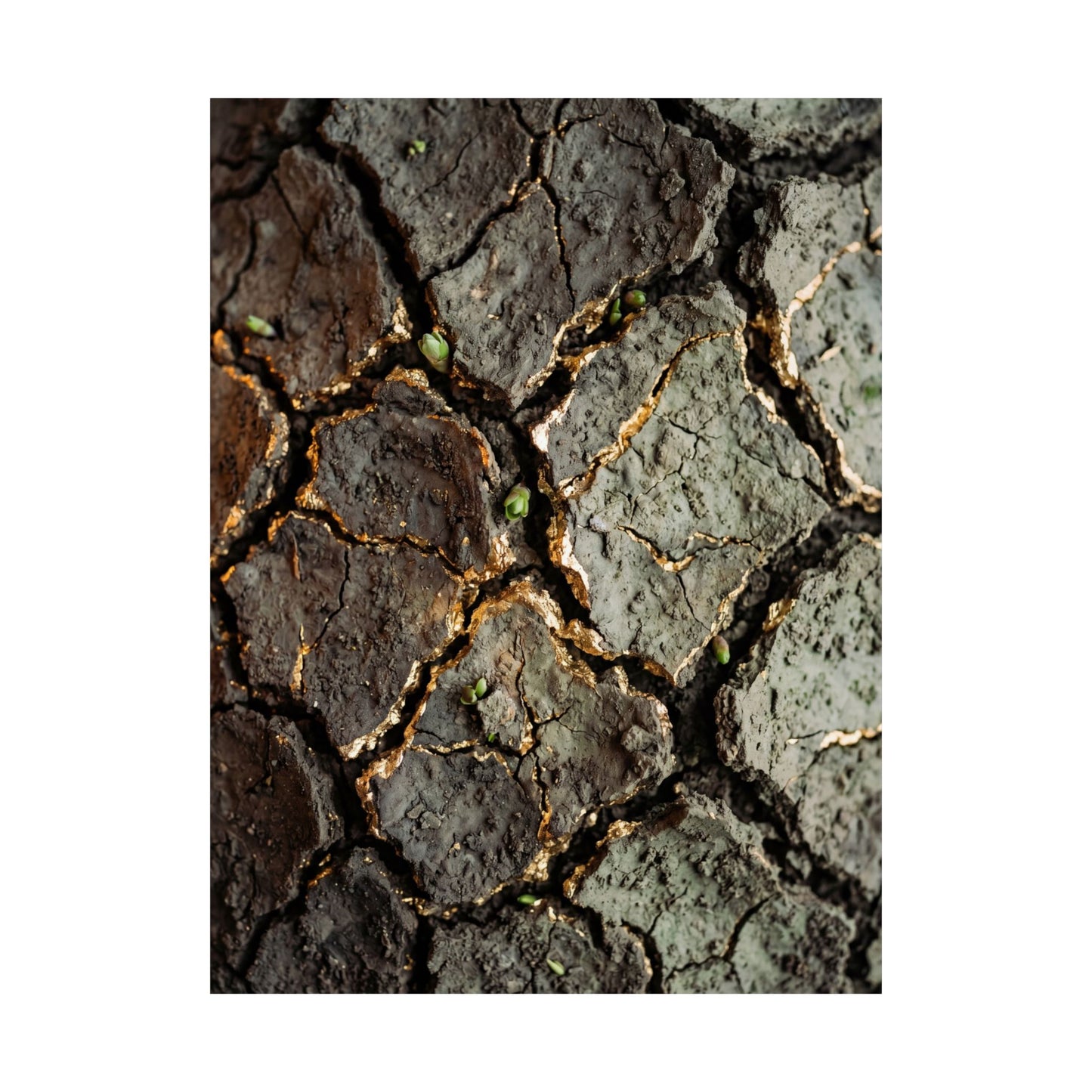 Cracked Earth Japanese Pattern Wall Art Print | Elegant Japandi Art