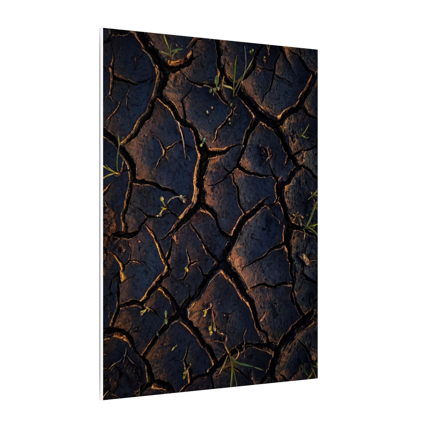 Cracked Earth Moody Minimal Canvas Art | Luxurious Dark Japandi Art