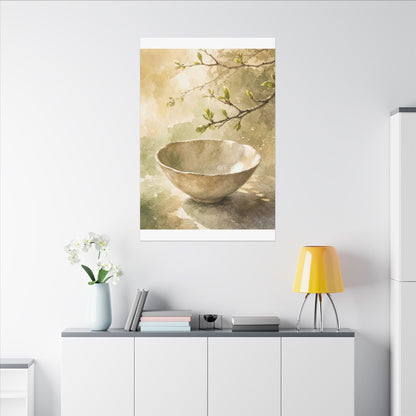 Warm Ceramic Bowl Canvas Art - Watercolor Japandi