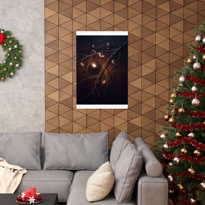 Sophisticated Cherry Blossom Wall Art Print - Moody Minimal Dark Japandi