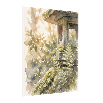 Earthy Stone Lantern Canvas Art - Watercolor Japandi